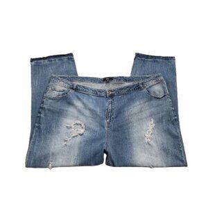 Ellos High-Rise Distressed Straight Jeans   Size 30W